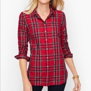 NWT Talbots Plaid with Polka Dots Button Down Shirt
